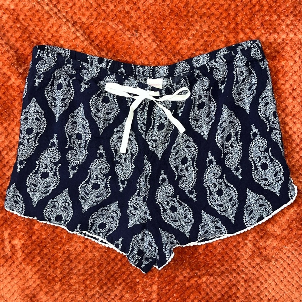 Jasmine & Ginger Rayon Intimates Pajama Shorts Bottoms, Size Large, Navy Print